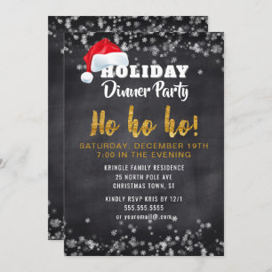 Chalkboard Santa Holiday Dinner Party Uitnodiging