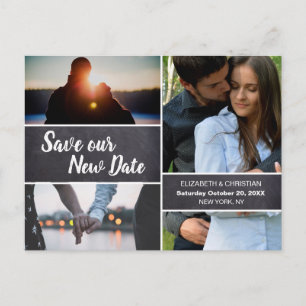 Chalkboard Save Our New date Photo Collage Wedding Briefkaart