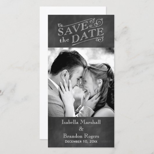 Chalkboard Save the Date Photo Card (Voorkant / Achterkant)