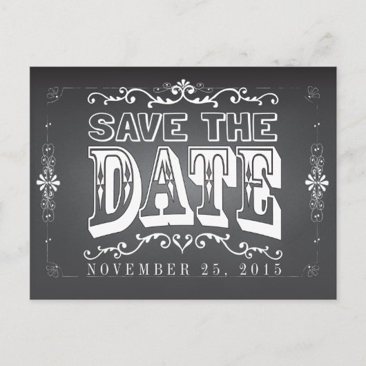 Chalkboard Save the Date Wedding Briefkaart (Voorkant)