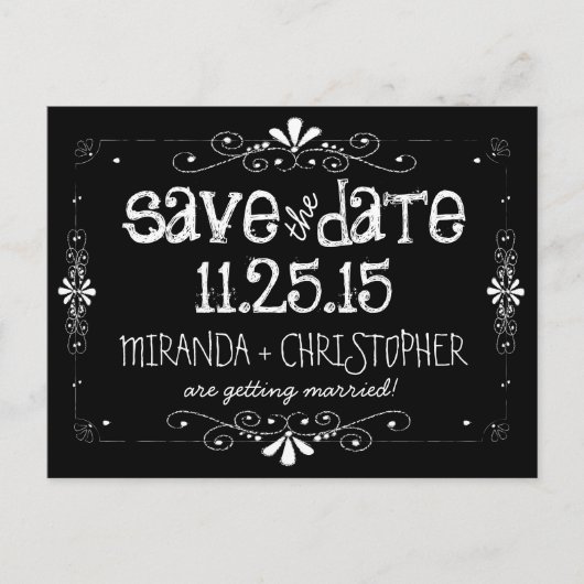 Chalkboard Save the Date Wedding Briefkaart (Voorkant)