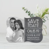 Chalkboard Save the Date with Custom Photo (Staand voorkant)