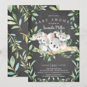 Chalkboard Schattig Koala Beer Triplet Baby shower Kaart