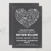 Chalkboard School Heart Graduation Invitation (Devant / Derrière)