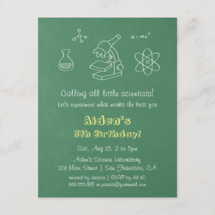 Chalkboard Science Birthday Party Invitations Kaart