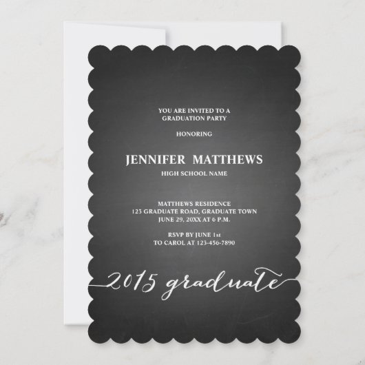 Chalkboard Script 2015 Graduation Party Invitation (Dos)