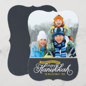 Chalkboard Script Hanukkah-fotokaart Feestdagenkaart (Voorkant / Achterkant)