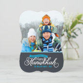 Chalkboard Script Hanukkah-fotokaart Feestdagenkaart (Staand voorkant)