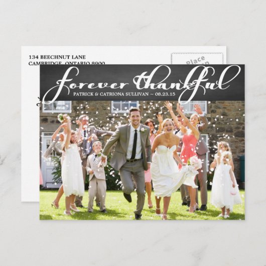 Chalkboard Script Weddending Hartelijk dank Briefk Briefkaart (Voorkant / Achterkant)