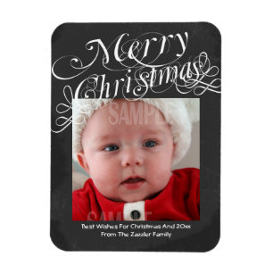 Chalkboard Scroll Font Merry Kerstmis Sjabloon Magneet