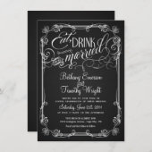 Chalkboard Semi-Formal Wedding Invitations Kaart (Voorkant / Achterkant)