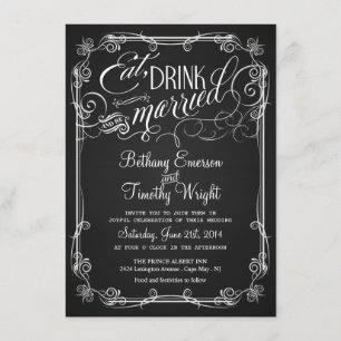  Chalkboard Semi-Formal Wedding Invitations Kaart