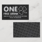 Chalkboard Shamrock St Patrick's Day Drinken Ticke Visitekaartje (Voorkant / Achterkant)