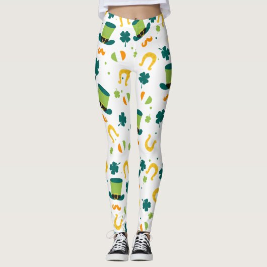 Chalkboard Shamrock St. Patrick's Day Leggings (Devant)