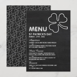 Chalkboard Shamrock, St Patrick's Day Menu Kaart
