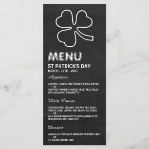 Chalkboard Shamrock, St Patrick's Day Menu Kaart