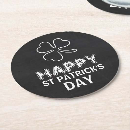 Chalkboard Shamrock, St Patrick's Day Ronde Kartonnen Onderzetter (Gebogen)
