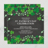 Chalkboard Shamrock St. Patrick's Party Invitation Kaart (Voorkant / Achterkant)