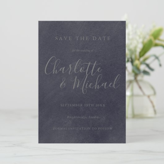 Chalkboard Signature Mariage Enregistrer la carte  (Debout devant)