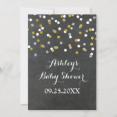 Chalkboard Silver Baby shower Invitation Confetti Kaart (Voorkant)