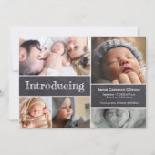 Chalkboard Simple Introduction Baby Multiple Photo Aankondiging (Voorkant)