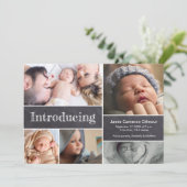 Chalkboard Simple Introduction Baby Multiple Photo Aankondiging (Staand voorkant)