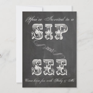 Chalkboard Sip en See Baby shower Invite Kaart