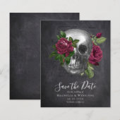Chalkboard Skull Gothic Halloween Save the Date (Voorkant / Achterkant)