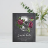 Chalkboard Skull Gothic Halloween Save the Date (Staand voorkant)