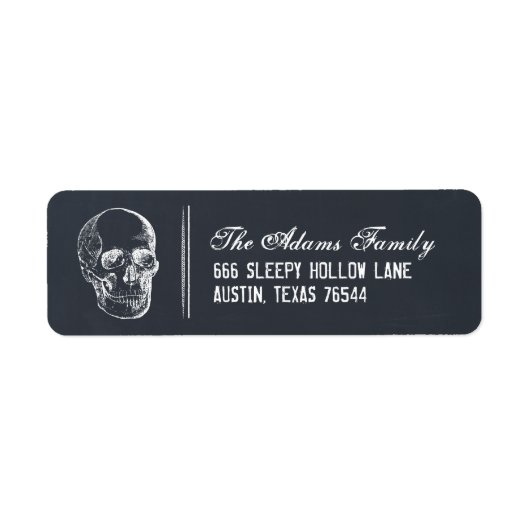 Chalkboard Skull Halloween Retouradreslabels Etiket (Voorkant)
