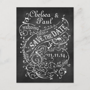 Chalkboard slaat de datum op Aankondigingskaart