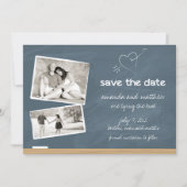 Chalkboard slaat de datum op met foto's save the date (Voorkant)