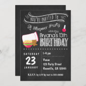 Chalkboard Slepover Anniversaire Fête Invitations (Devant / Derrière)
