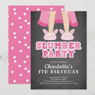 Chalkboard Slumber Pajama Birthday Uitnodiging