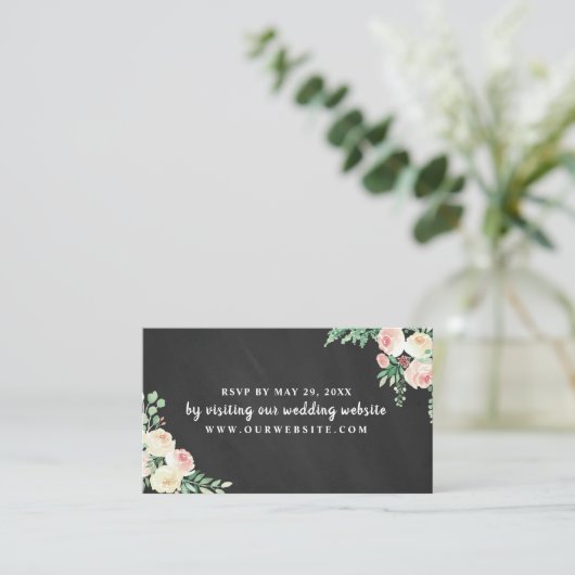Chalkboard-snaarlampjes bruiloft RSVP-webkaart Informatiekaartje (Staand voorkant)