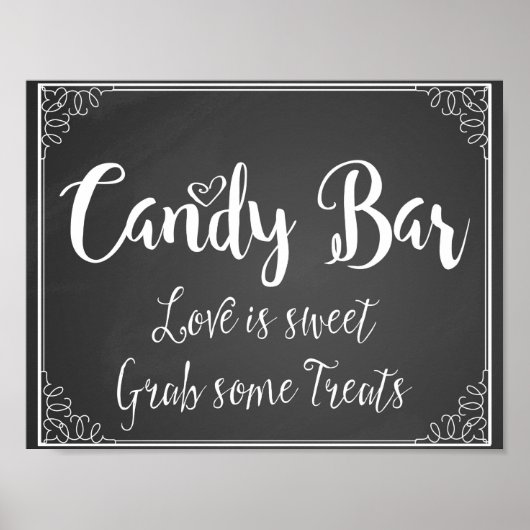 Chalkboard Snoep Bar, bruiloft of partijafdruk Poster (Voorkant)