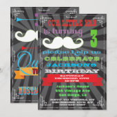 Chalkboard snor verjaardagsfeestje uitnodigingen (Voorkant / Achterkant)