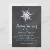 Chalkboard Snowflake Baby shower Invitation - blau Kaart (Voorkant)