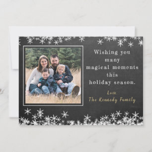 Chalkboard Snowflake Family Foto met Kerstmis Feestdagenkaart