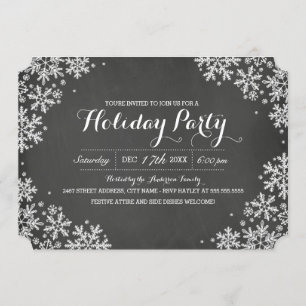 Chalkboard Snowflake Holiday Party Uitnodiging