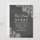 Chalkboard Snowflake Kerstfeest Uitnodiging (Voorkant)