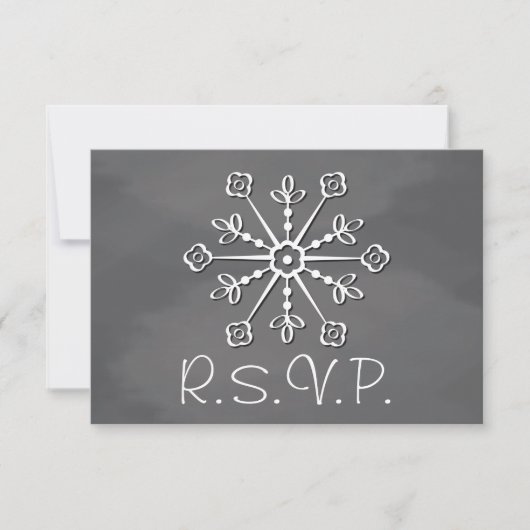 Chalkboard Snowflake Wedding RSVP-reactiekaart RSVP Kaartje (Voorkant)