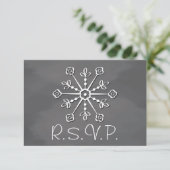 Chalkboard Snowflake Wedding RSVP-reactiekaart RSVP Kaartje (Staand voorkant)