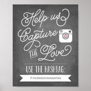 Chalkboard Social Media Hashtag   Weddenschap-deco Poster