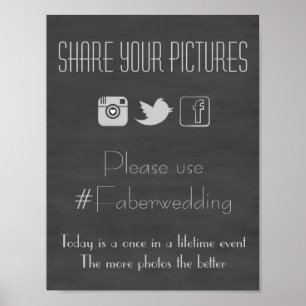 Chalkboard Social Media Weddenschap Foto Hashtag S Poster