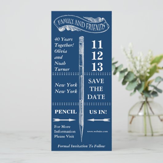 Chalkboard  sparen het Jubileum van de Datum Save The Date (Staand voorkant)