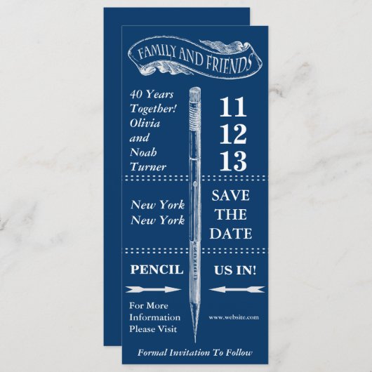 Chalkboard  sparen het Jubileum van de Datum Save The Date (Voorkant / Achterkant)