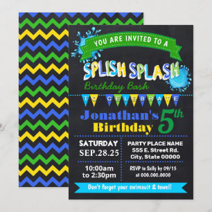 Chalkboard Splish splash verjaardagsfeest Kaart