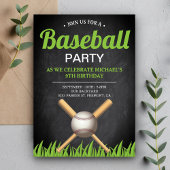Chalkboard Sport Kinder Baseball Birthday Party Kaart