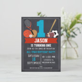 Chalkboard Sports 1er anniversaire Invitation de f (Debout devant)